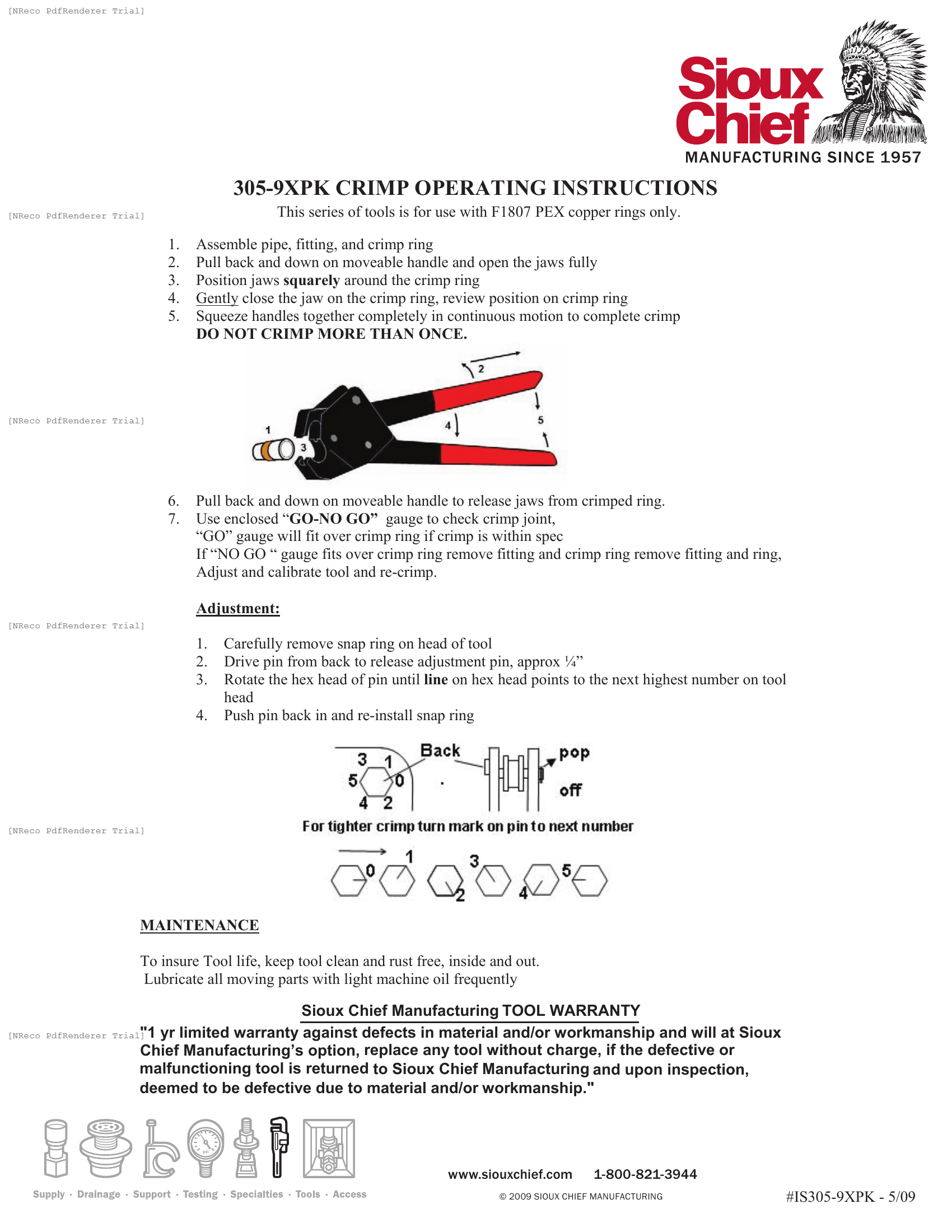 305-91PK - CRIMP TOOL ADJUSTMENT PROCEDURE - INSTRUCTION SHEET.PDF Technical Document
